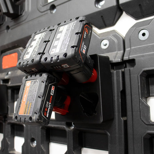 Packout Wall M12 Battery Holder Quad Mount (Large and Small Batteries)