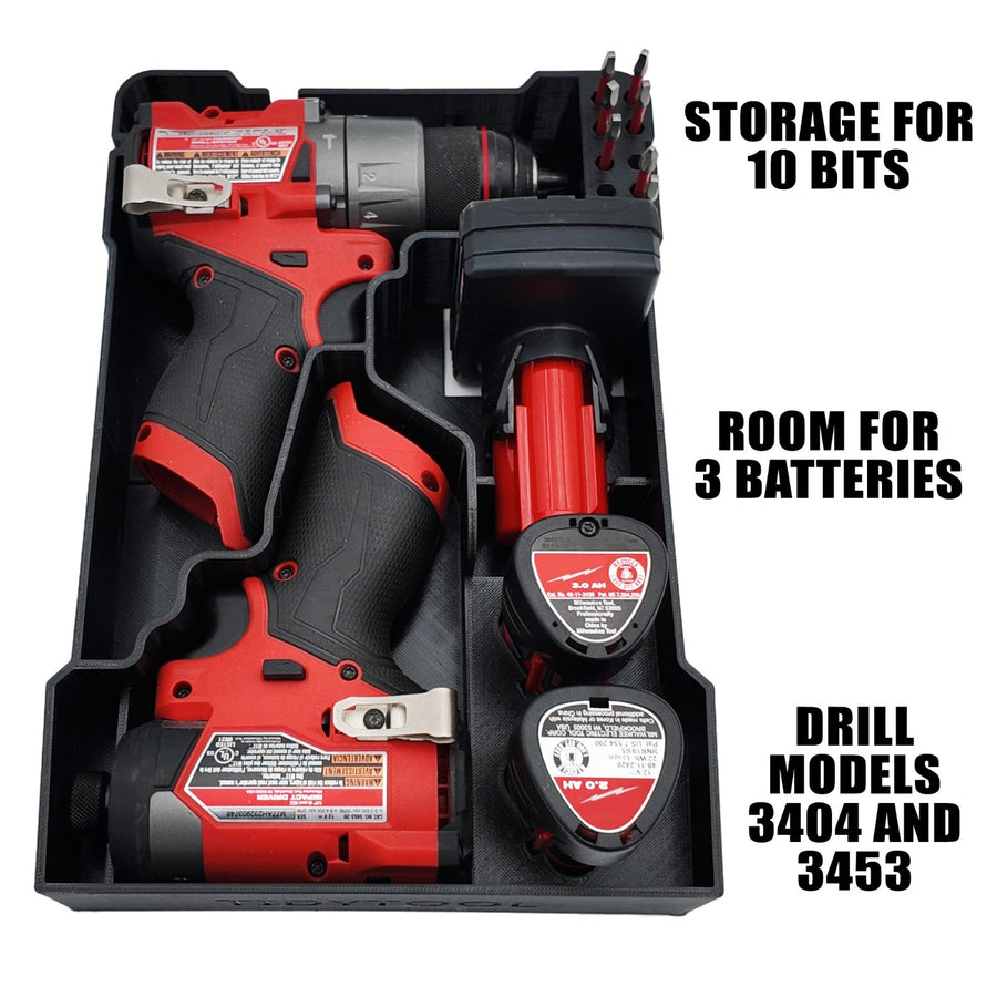 M12 Fuel Drill Driver Organizer For Milwaukee Compact Packout insert 3404 3453