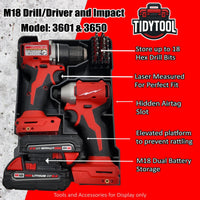 M18 Drill Driver Organizer for Milwaukee Compact Packout 3601-20