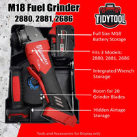 M18 Grinder Organizer for Milwaukee Compact Packout insert 2686-20 and 2880-20