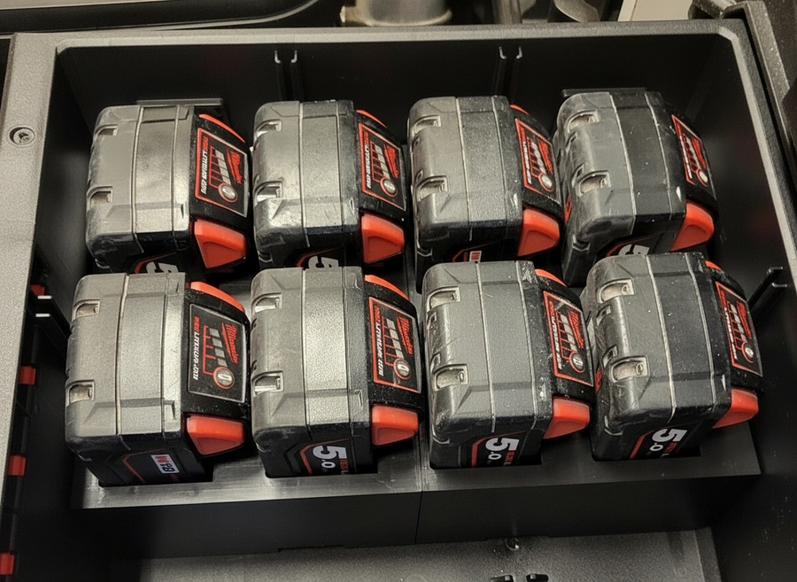 Milwaukee PACKOUT Drawer Insert – M18 Battery Holder (Holds 8 Batteries) (Insert