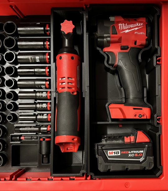 PACKOUT Drawer Insert – M18 1/2" or 3/8" Impact Wrench & 3/8 Ratchet (Insert Onl